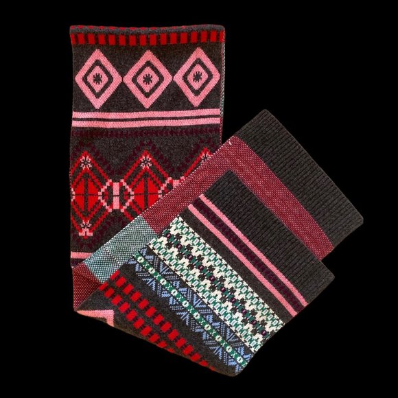 J Crew Multicolor Colorful Fair Isle Lambs Wool Cashmere Blend Scarf Extra Long - Picture 4 of 16